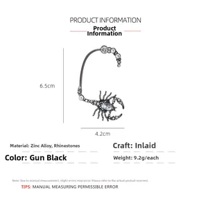 Spécifications du protège-oreille scorpion noir fusil avec strass et dimensions
