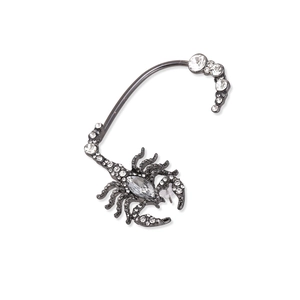Manchette d'oreille scorpion gothique avec strass brillants sur alliage noir vintage