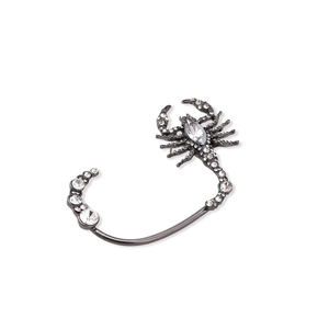 Manchette d'oreille scorpion gothique avec strass brillants en gris anthracite