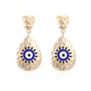 Evil Eye Teardrop Ohrhänger Vintage Bohemian Hammerschlag Gold Legierung Emaille Übertriebener Ethnischen Stil Schmuck Frauen