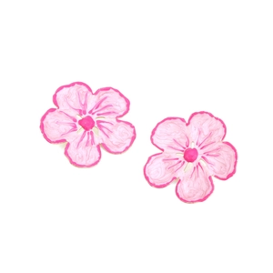 Pink gradient floral earrings with golden metal edges in a sweet French style