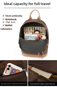 Internal storage layout of the water-resistant nylon backpack with laptop compartment