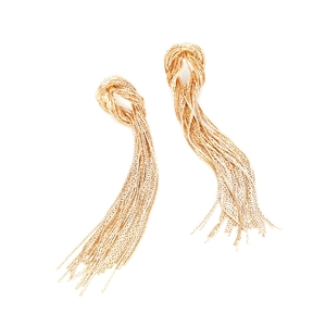 Elegant gold knot tassel earrings with long chain fringe design for women fashion