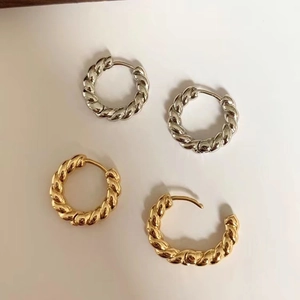 Twisted Rope Texture Hoop Earrings Copper Minimalist Chic Style Fashion Jewelry For Women Commute