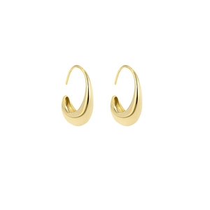 Minimalist 18K gold plated brass teardrop hoop earrings with a polished mirror finish