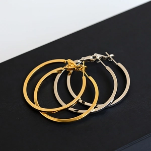 Oversized Hoop Earrings With 925 Sterling Silver Earring Post Copper High Polished Minimalist Fashion Jewelry For Women