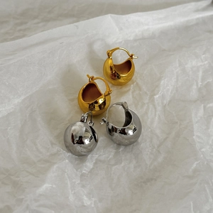 Minimalist 18K gold and silver teardrop hoop earrings with high-shine mirror finish
