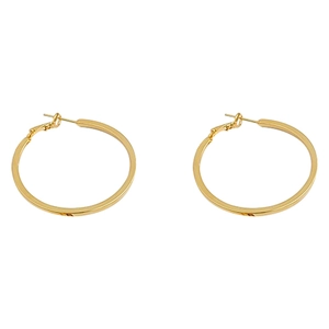Minimalist high-polish 925 silver needle gold hoop earrings with secure clasp closure