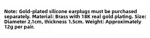Specifications of 18K gold plated brass C-shaped moon earrings, 2.1cm diameter, 12g per pair