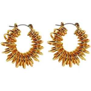 Golden spiral hoop earrings with minimalist spring coil design for women fashion