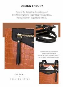 Détail du sac à main orange motif crocodile avec poches zippées et compartiment téléphone