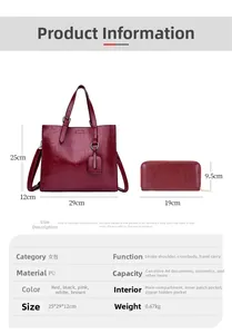 Detail view of burgundy embossed tote bag dimensions 25x29x12cm with matching wallet
