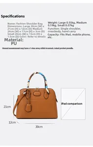 Brown lychee grain PU leather tote bag with decorative silk scarf and adjustable strap