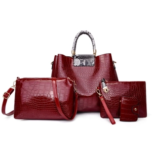 Crocodile Embossed PU Leather Handbags With Snake Print Handles Women Shoulder Tote Crossbody Bag And Clutch