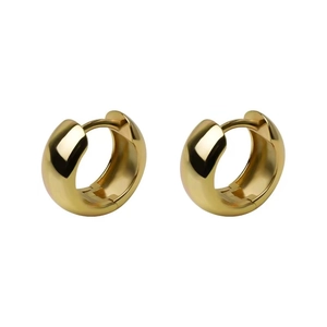 Boucles d'oreilles créoles larges dorées avec finition polie et fermoir à charnière
