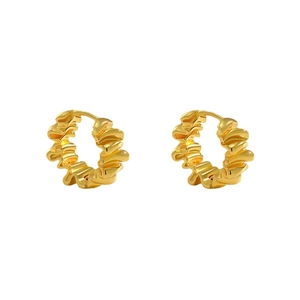 French style gold irregular wavy pleated hoop earrings for a modern minimalist look