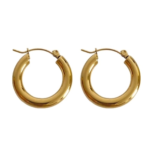 Orecchini a cerchio geometrici intrecciati placcati in oro 18K con stile francese minimal