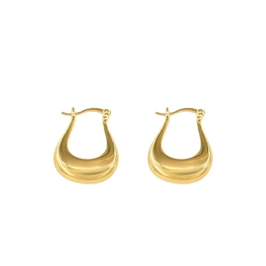 Polished 18K gold plated U-shaped thick earrings with a minimalist geometric design
