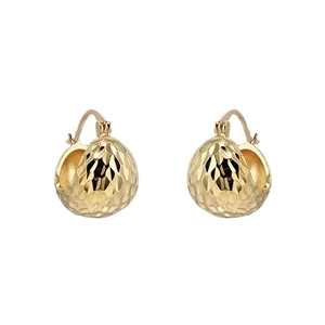Boucles d'oreilles rétro dorées semi-rondes avec motif diamant et fini brillant