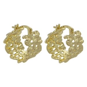 Irregular golden woven chunky hoop earrings with a polished finish and hollow design