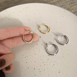 Minimalist Geometric Hoop Earrings Copper Polished Round Modern Jewelry Women Fashion Daily Commute INS Style Design