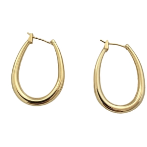Polished 18K gold plated teardrop hoop earrings with high-shine mirror finish