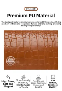 Detailed view of premium brown stone pattern PU leather with soft and durable texture