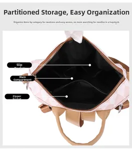Internal view of fashion backpack with multiple compartments and secure zipper pocket