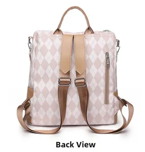 Detail view of the backpack back featuring a hidden anti-theft vertical zipper pocket