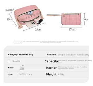 Ensemble de sacs à main en PU rose matelassé avec compartiment principal et pochette