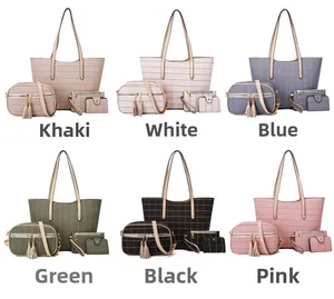 Vue détaillée des ensembles de sacs à carreaux 4 pièces en six coloris tendance