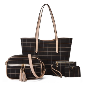 Femmes Sac À Main En Cuir PU Imprimé Écossais Sac Bandoulière Pochette Et Portefeuille Grande Capacité Élégant Mode Voyage