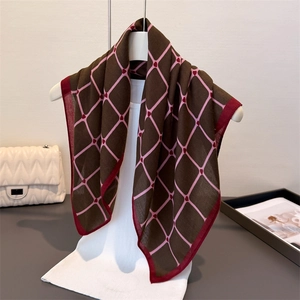 Women Square Scarf Satin Feel Polyester Bandana Heart Plaid Horse Print French Vintage Retro Elegant Neck Wrap Headscarf