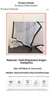 Detailed view of herringbone texture polyester square scarf with 68x68cm dimensions