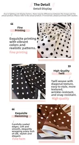 Close-up of polka dot scarf with herringbone weave and premium rolled edge finish