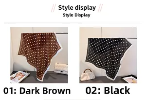 Detailed comparison of dark brown and black polka dot silk scarves on fashion bags