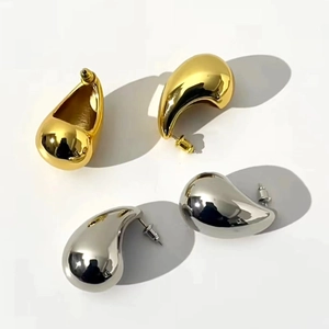 Copper Teardrop Earrings 18K Gold Plated High Polish Mirror Finish Minimalist Geometric Jewelry For Women Fashion