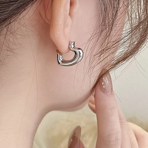 Copper Heart Stud Earrings With 925 Sterling Silver Earring Post High Polish Minimalist Abstract Jewelry For Women