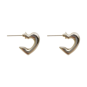 Elegant gold hollow heart stud earrings with minimalist metal design for women