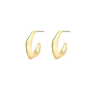 Boucles d'oreilles modernes plaquées or 18 carats avec torsion géométrique et design minimaliste