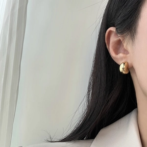 Elegant gold chunky dome earrings for women featuring a high-polished mirror finish