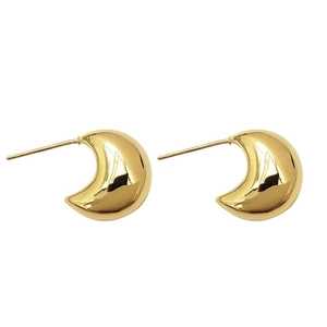 Polished golden crescent moon metal earrings for women with a sleek minimalist design