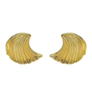 Orecchini minimalisti placcati oro 18K con motivo a onde e design a ventaglio moderno