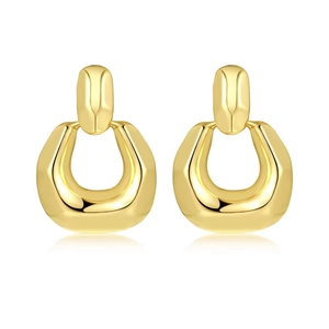 Geometric Chunky U-Shape Drop Earrings Copper 18K Gold And Silver Plated Irregular Minimalist Metal Style For Women