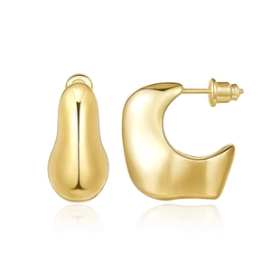 Minimalist gold hollow crescent earrings with streamlined organic design and polished finish