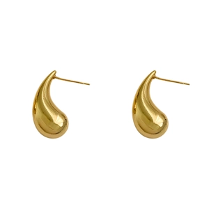 Orecchini a goccia in rame placcato oro 18 carati dal design metallico minimalista e lucido