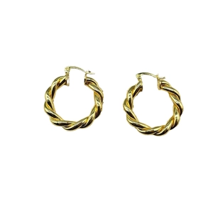 Élégantes boucles d'oreilles créoles torsadées dorées avec un éclat métallique brillant