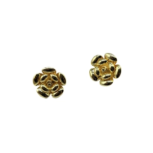18K gold plated camellia stud earrings with layered petal design in minimalist French style