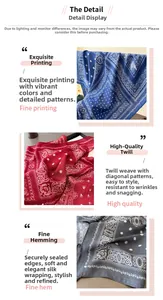Detail of herringbone pattern and rolled edges on paisley print square scarves