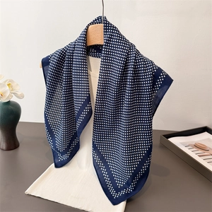 Polka Dot Square Scarf Elegant Imitation Satin Neck Head Scarf For Women French Vintage Style Lightweight Printed Accessory